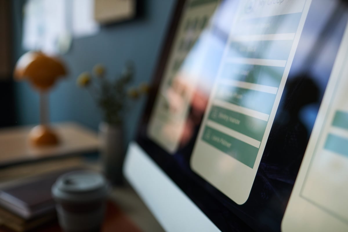 Close up of a computer monitor displaying a webpage.